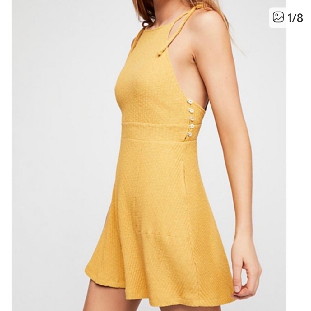 Free People Elegant Yellow Sleeveless Dress